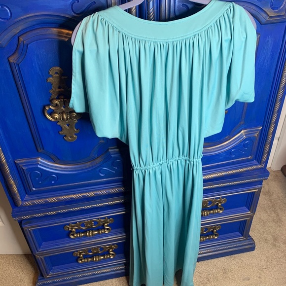 VTG Terri Juniors California Dress Boho Aqua SZ 13 - Picture 3 of 3